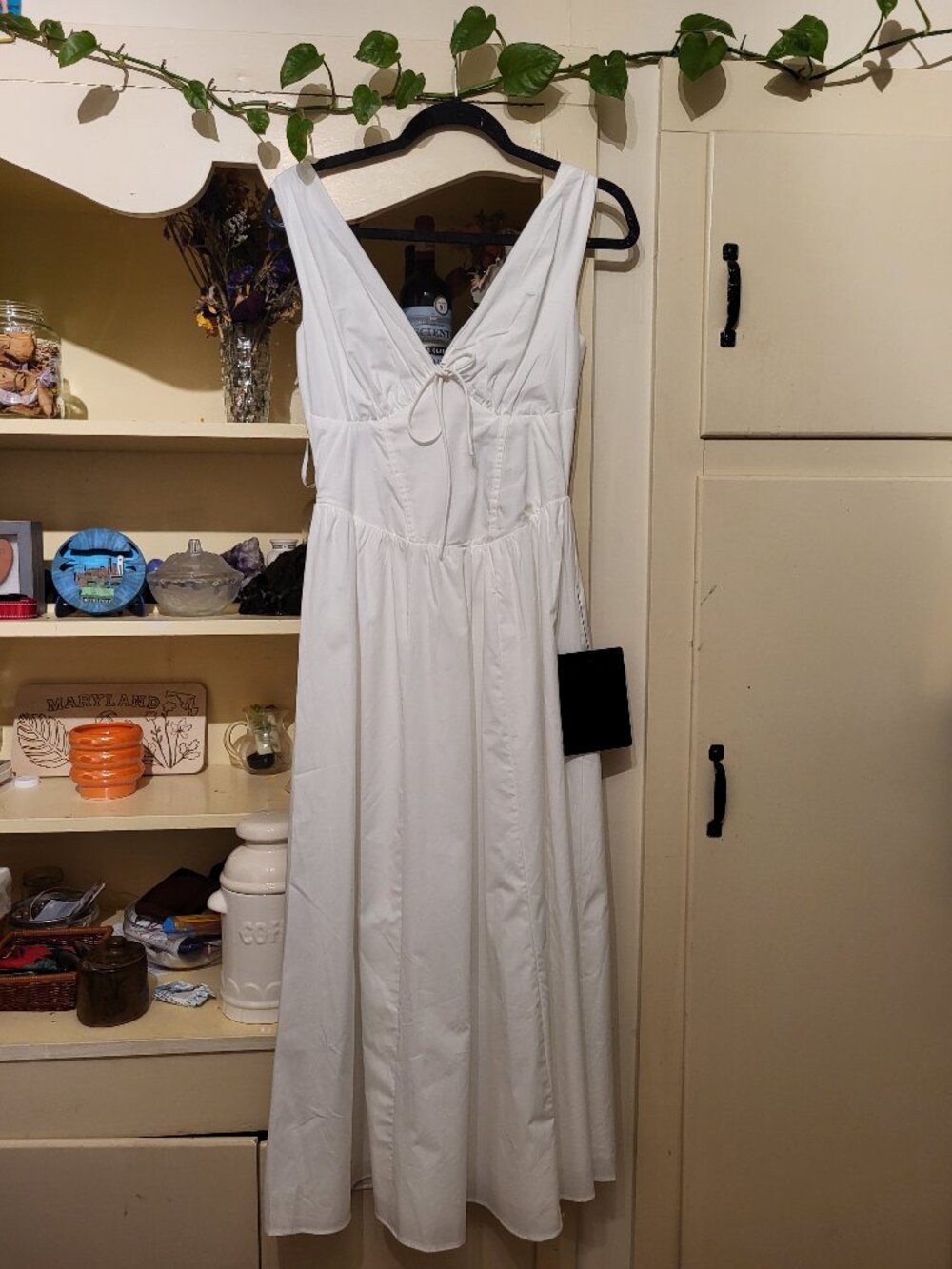 NWT Lulu's white poplin midi dress